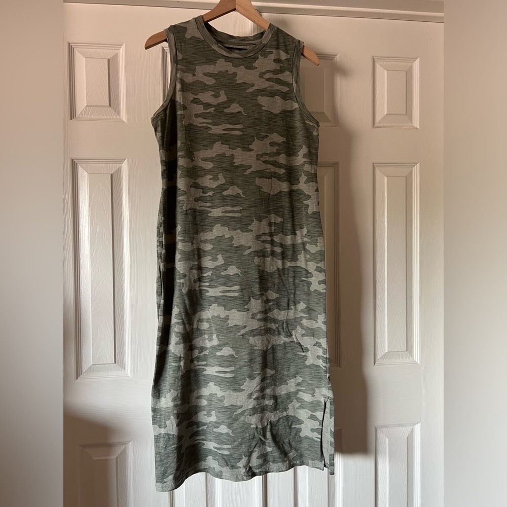 Camo Crew Neck Midi Dress